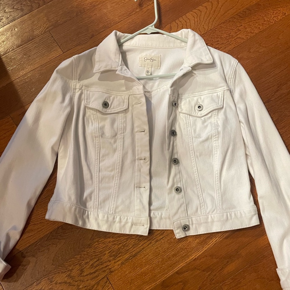Jessica Simpson white denim jean jacket
